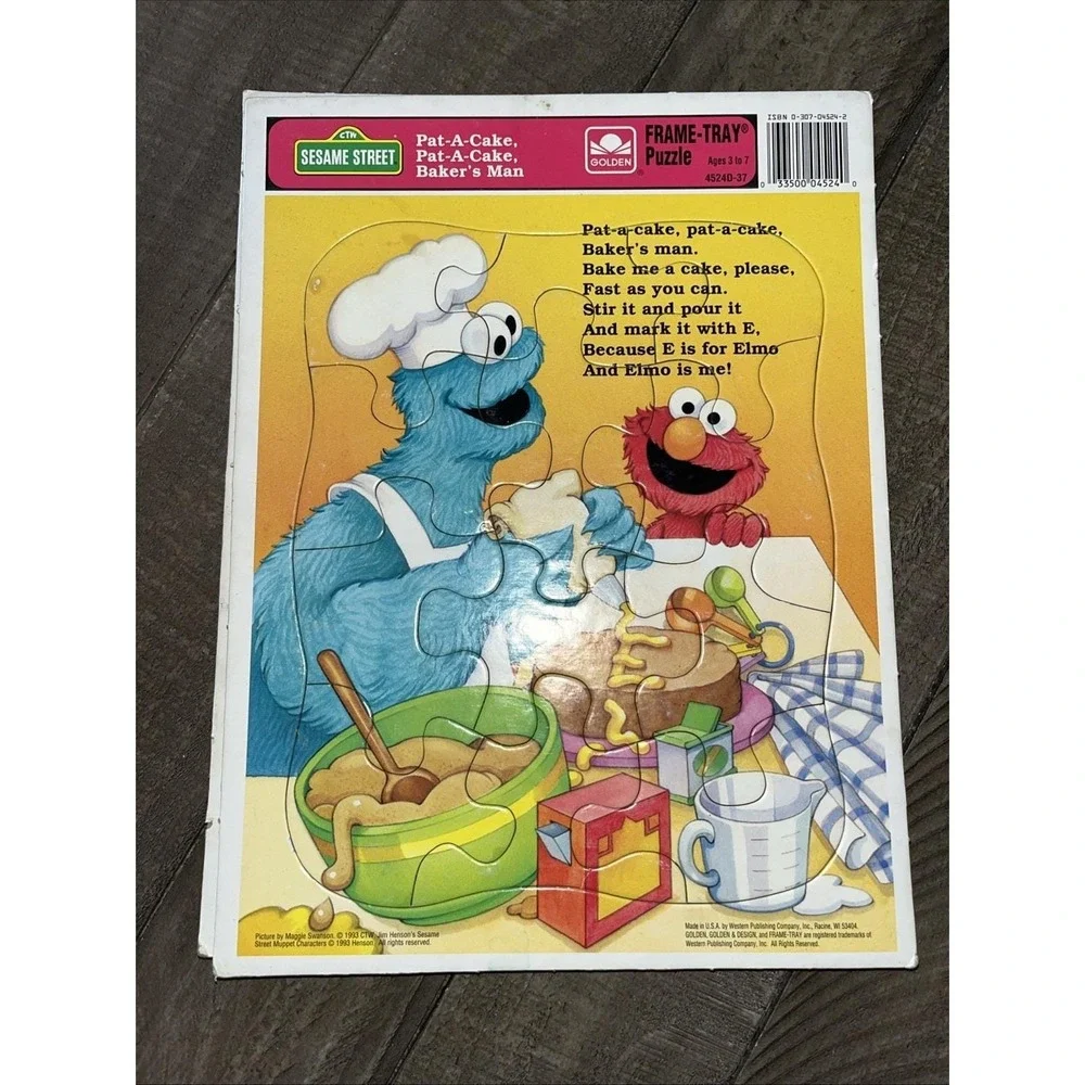 Vintage SESAME STREET Golden Frame Tray Puzzle1989 Elmo, Cookie, Grover, Grouch